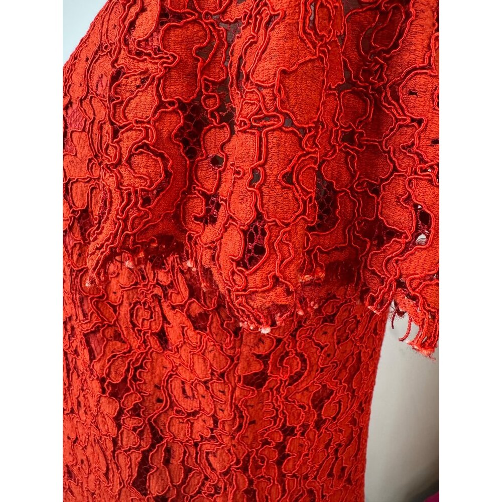 2/$25 ZARA Medium Red / Orange Lace Mini Dress - Picture 12 of 14